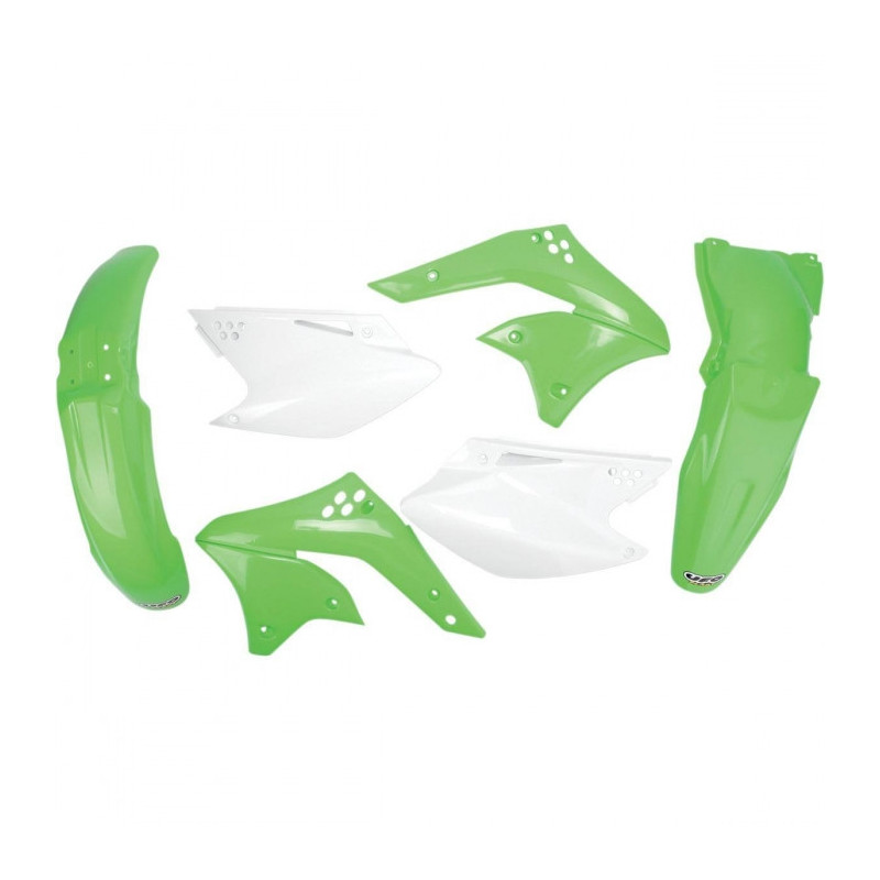 Kit plastiques UFO couleur origine vert/blanc Kawasaki KX250F