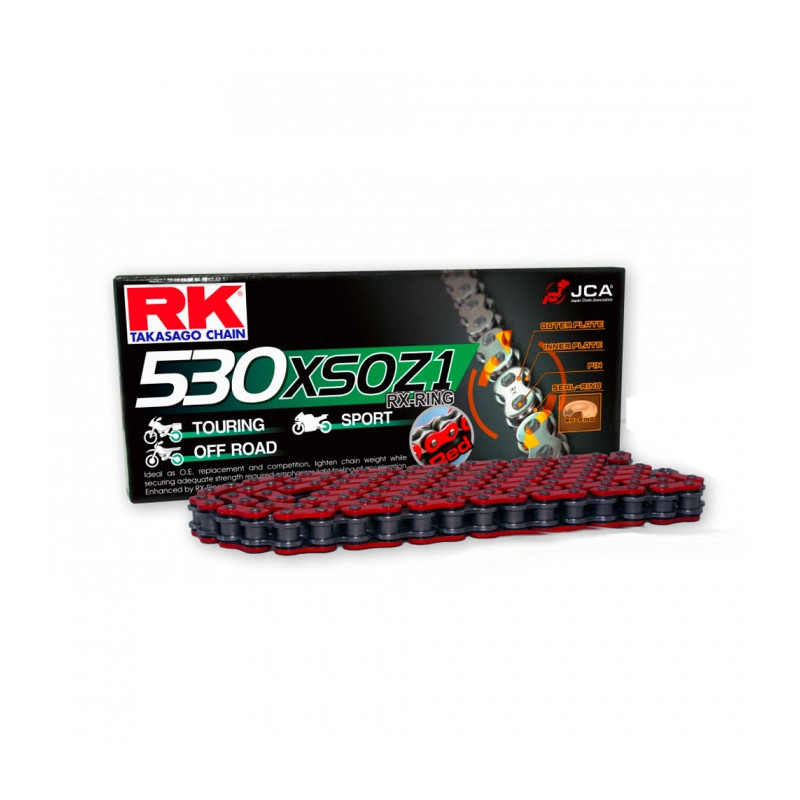 Chaine RK 530 XSOZ1 116 Maillons ROUGE Maillon à Riveter