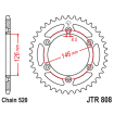 Couronne Moto Acier JT 52 Dents PAS 520 - JTR808.52