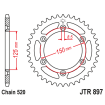 Couronne Moto Acier JT 52 Dents PAS 520 - JTR897.52SC
