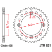 Couronne Moto Acier JT 48 Dents PAS 428 - JTR831.48