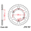 Couronne Moto Acier JT 57 Dents PAS 428 - JTR797.57