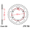 Couronne Moto Acier JT 46 Dents PAS 520 - JTR706.46