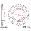 Couronne Moto Acier JT 52 Dents PAS 428 - JTR1134.52