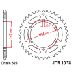 Couronne Moto Acier JT 44 Dents PAS 525 - JTR1074.44