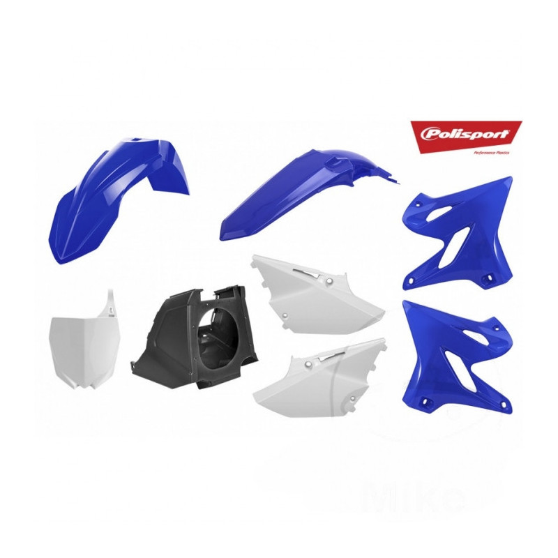 Kit Plastiques Complet Moto MX Polisport Bleu Y98 / Noir / Blanc OEM Restylage 21'  Yam YZ 125 02-19