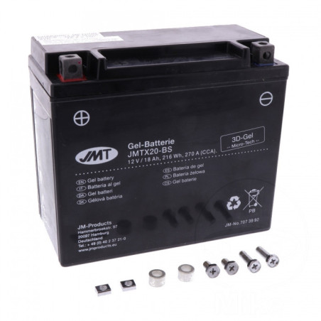 Batterie Moto Gel JMT Type YTX20-BS 12V Sans Entretien