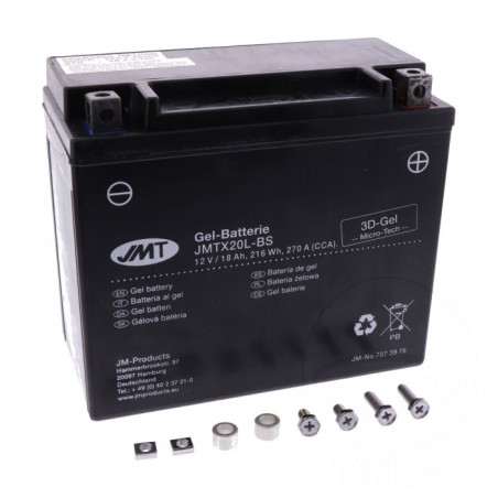 Batterie Moto Gel JMT Type YTX20L-BS 12V Sans Entretien