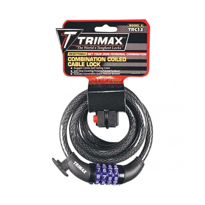 Cable Antivol Moto Trimaflex 1,8 m Code Intégré - TNRC126 - Piece Moto