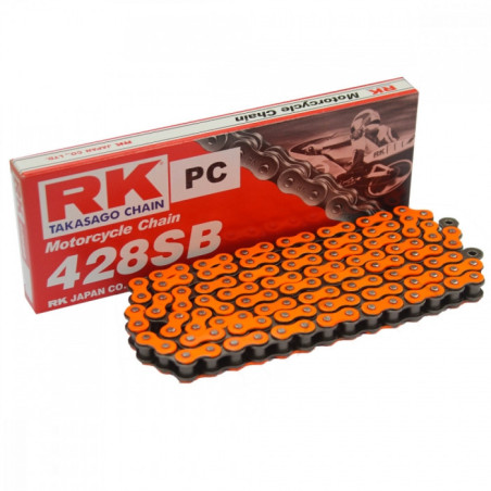 Chaine RK 428 SB 124 Maillons Orange (Maillon à Clipser)