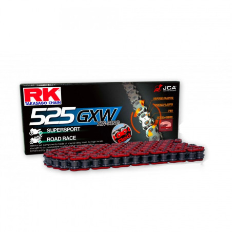 Chaine RK 525 GXW 108 Maillons Rouge (Maillon à Riveter)