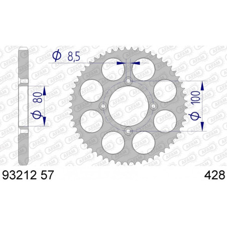 Couronne AFAM 57 dents type 93212 pas 428 alu SCORPA SY 125 F
