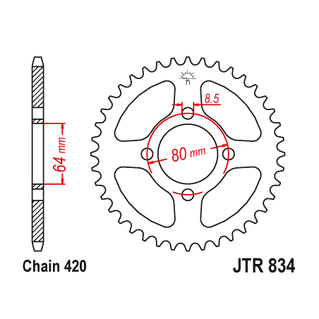 Couronne Moto Acier JT 28 Dents PAS 420 - JTR834.28