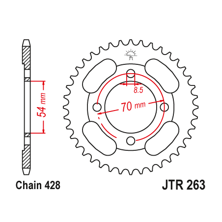 Couronne Moto Acier JT 34 Dents PAS 428 - JTR263.34