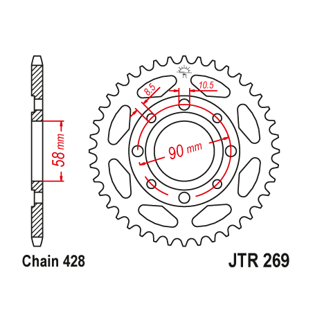 Couronne Moto Acier JT 34 Dents PAS 428 - JTR269.34
