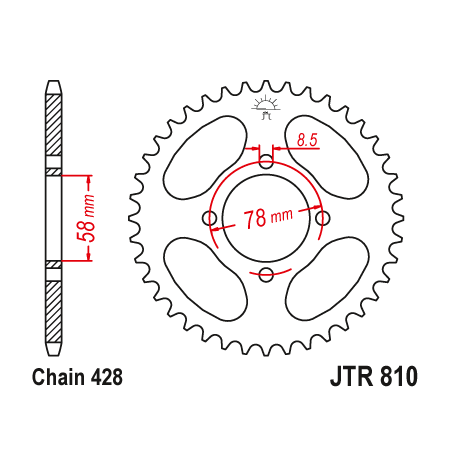 Couronne Moto Acier JT 36 Dents PAS 428 - JTR810.36