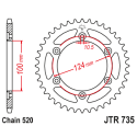 Couronne Moto Acier JT 36 Dents PAS 520 - JTR735.36