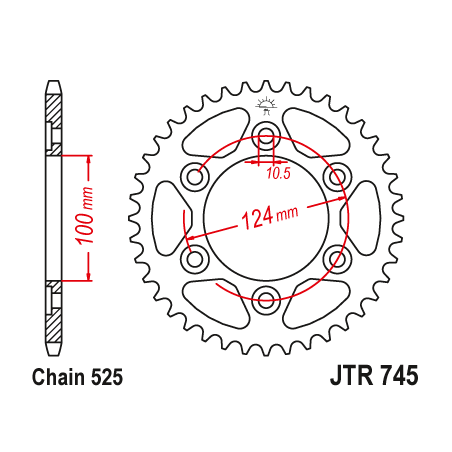 Couronne Moto Acier JT 37 Dents PAS 525 - JTR745.37