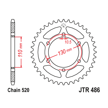 Couronne Moto Acier JT 38 Dents PAS 520 - JTR486.38