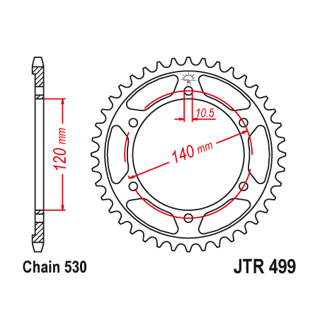 Couronne Moto Acier JT 38 Dents PAS 530 - JTR499.38