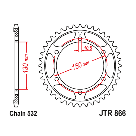 Couronne Moto Acier JT 38 Dents PAS 532 - JTR866.38