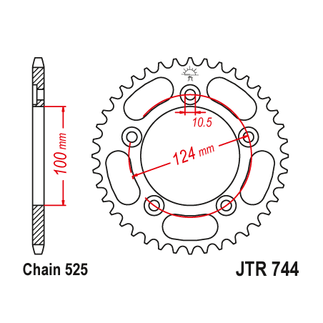 Couronne Moto Acier JT 39 Dents PAS 525 - JTR744.39