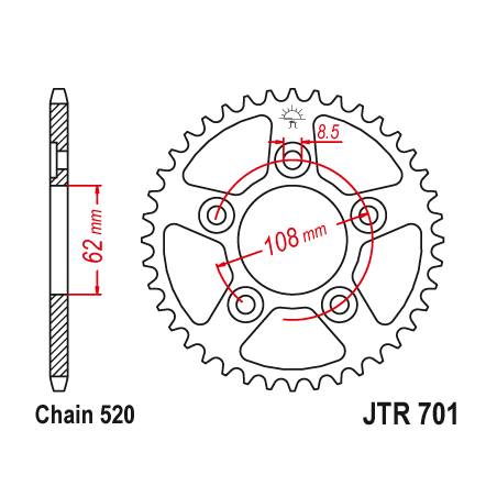 Couronne Moto Acier JT 41 Dents PAS 520 - JTR701.41