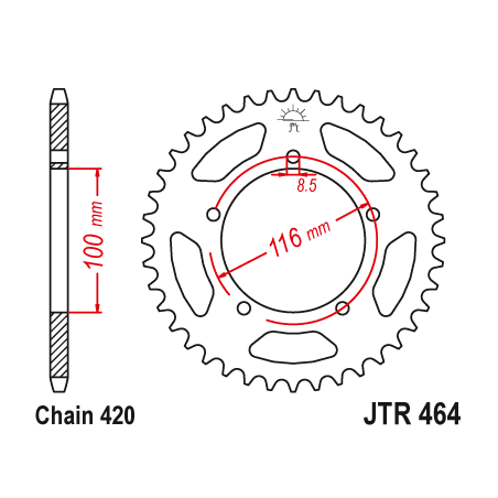Couronne Moto Acier JT 44 Dents PAS 420 - JTR464.44