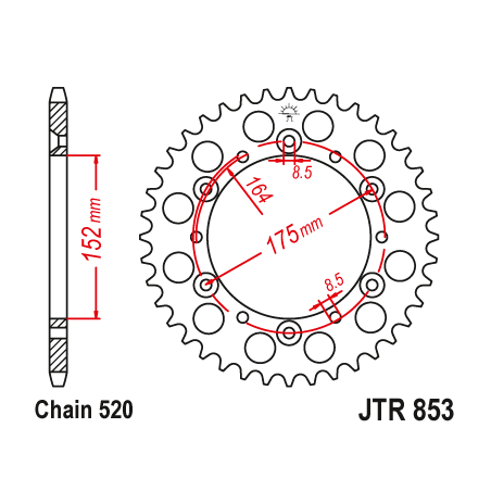 Couronne Moto Acier JT 46 Dents PAS 520 - JTR853.46