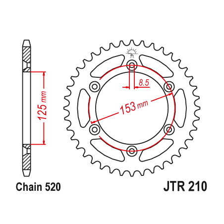Couronne Moto Acier JT 49 Dents PAS 520 - JTR210.49SC