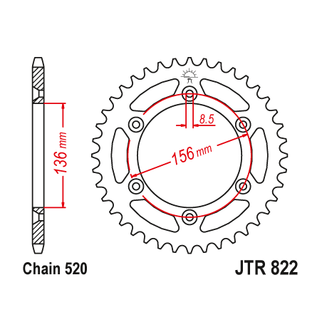 Couronne Moto Acier JT 49 Dents PAS 520 - JTR822.49