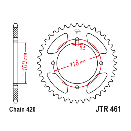 Couronne Moto Acier JT 51 Dents PAS 420 - JTR461.51