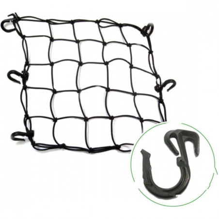 Filet à bagages noir JMP 40x40 cm Fil Fin Crochets Plastique