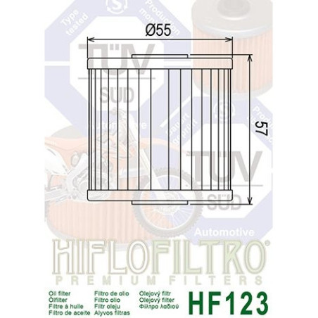 Filtre à Huile Hiflofiltro HF123