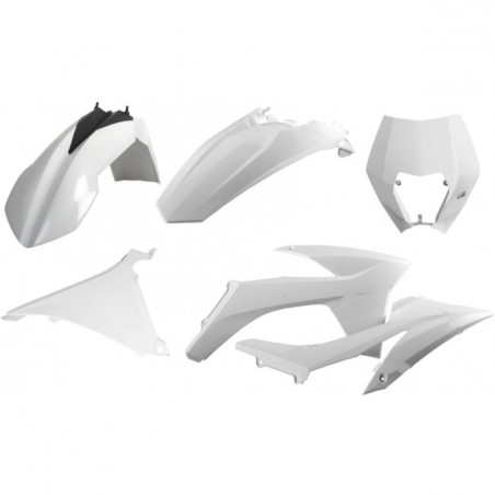 Kit Plastiques Complet Moto MX Polisport Blanc KTM EXC 125 12-13