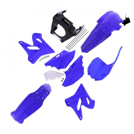 Kit Plastiques Complet Moto MX Polisport Bleu Y98/Noir Restylage 22' Yamaha YZ 125à450 02-21