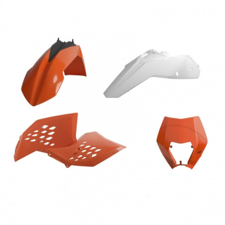 Kit Plastiques Complet Moto MX Polisport Orange KTM/Blanc OEM KTM EXC 125 08-11