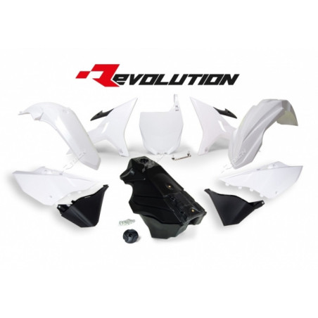Kit plastiques RACETECH Revolution + réservoir blanc/noir Yamaha YZ125/250