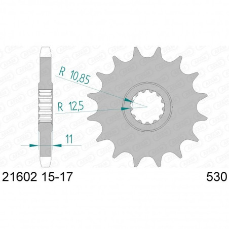 Pignon Afam Acier Type 21602 Pas 530 Yamaha