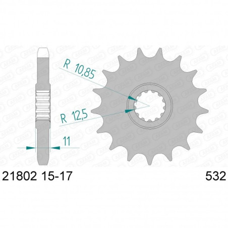 Pignon Afam Acier Type 21802 Pas 532 Yamaha