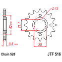 Pignon Moto Acier 13 Dents PAS 520 JT Sprockets - JTF516.13